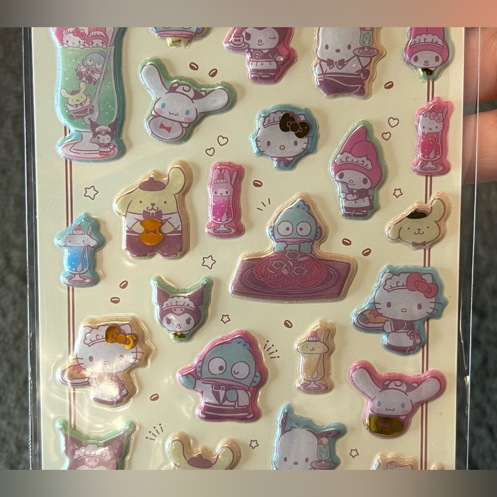 Sanrio Characters Puffy Thick Sticker Sheet Cafe Theme Japan Exclusive Official - Picture 4 of 8